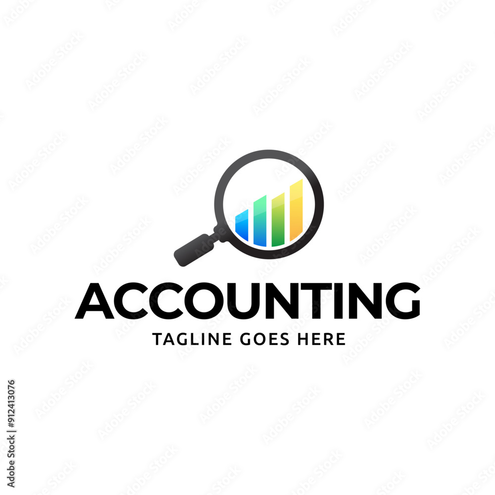 Vector logo combination of a graph and magnifier Vector logo combination of a graph and magnifier