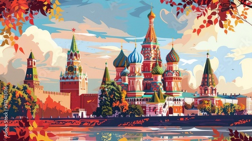  Illustration Of Russian Landmarks. Generative AI