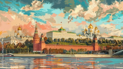  Illustration Of Russian Landmarks. Generative AI