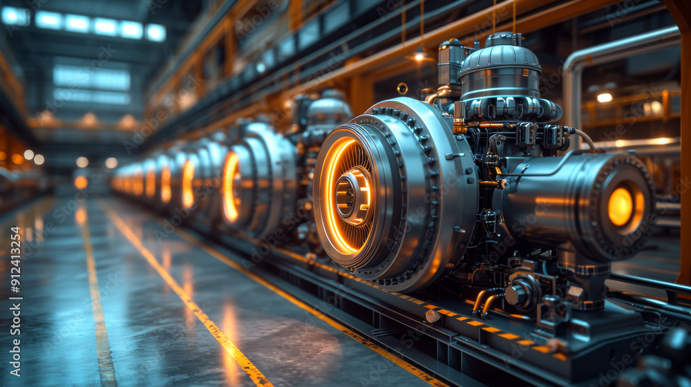 A factory with many machines and a lot of metal. The machines are all different sizes and shapes A factory with many machines and a lot of metal. The machines are all different sizes and shapes