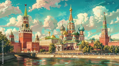  Illustration Of Russian Landmarks. Generative AI