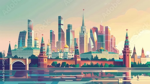  Illustration Of Russian Landmarks. Generative AI