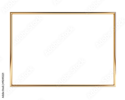 Minimalist rectangular empty gold border on a white background