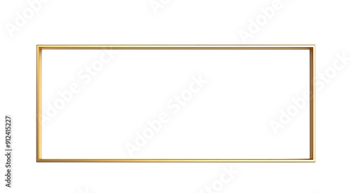 Minimalist rectangular gold frame on a white background