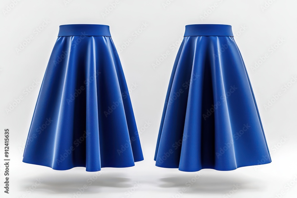 Pair of vibrant blue skirts on white background Pair of vibrant blue skirts on white background