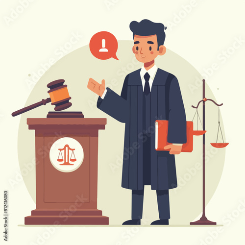 Judicial system people. Wooden tribunes with law representatives, jurors, accused, witness and prosecutor, court session, legal defence process or court tribunal