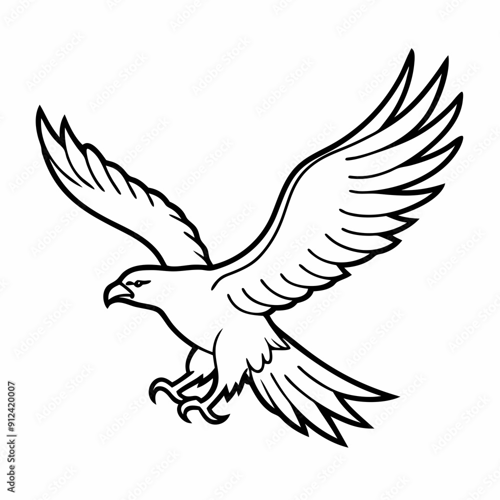 Obraz premium Eagle Flying Vector Illustration - Cartoon, Clipart, and Line Art Design