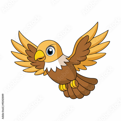 Eagle Flying Vector Illustration - Cartoon, Clipart, and Line Art Design photo