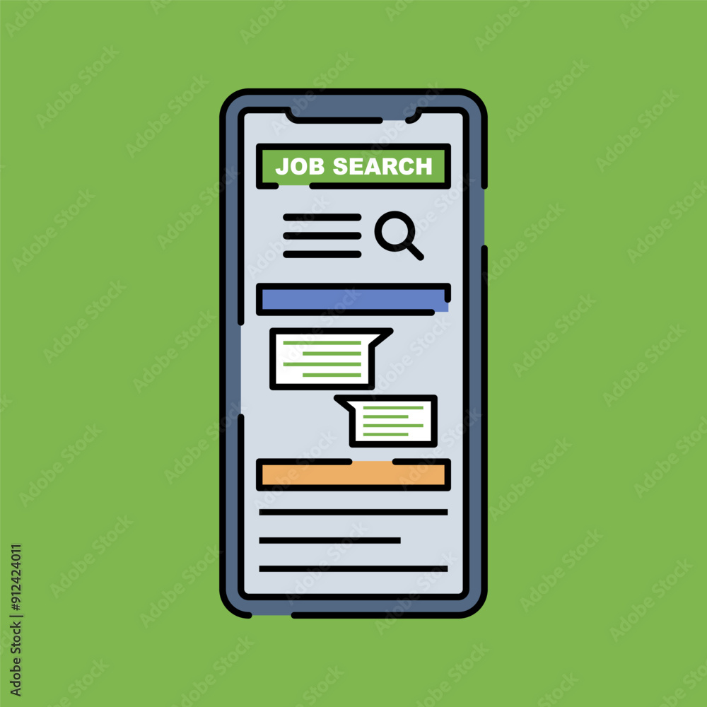 Find a Job Illustration Isolated on Green Background Find a Job Illustration Isolated on Green Background