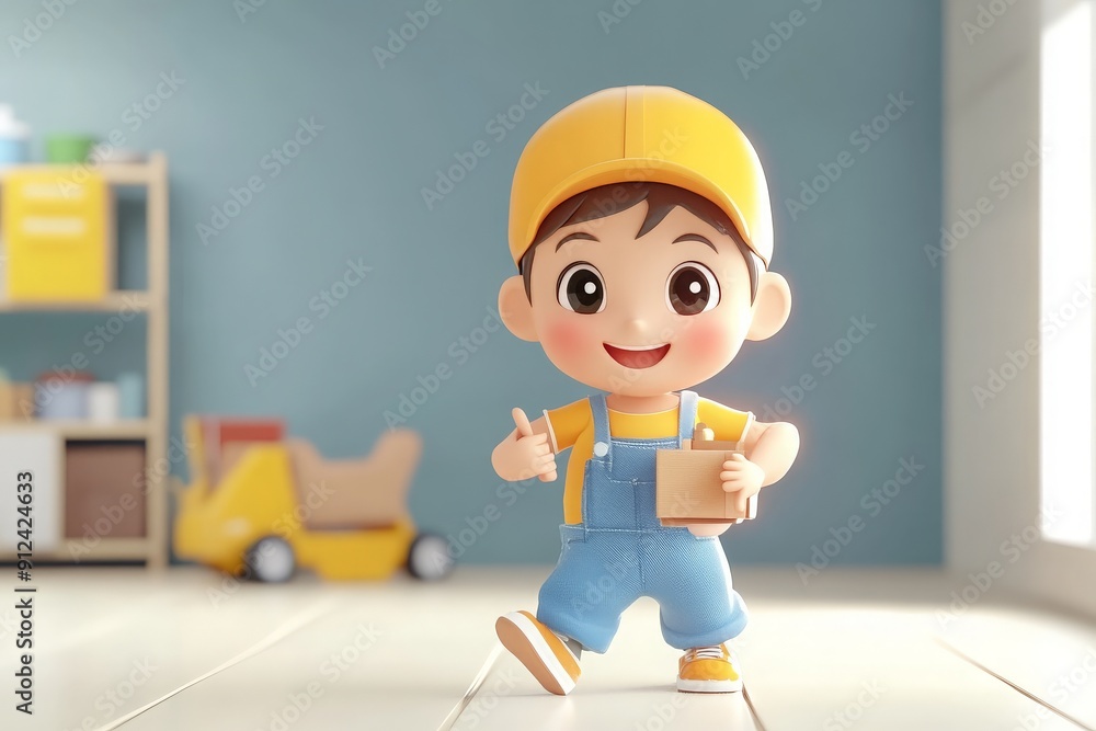 Cheerful delivery boy with a package. Cheerful delivery boy with a package.