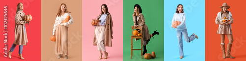 Set of fashionable young wo...