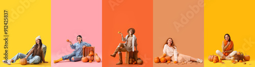 Set of fashionable young wo...