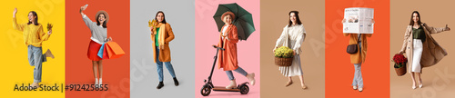 Set of fashionable young wo...