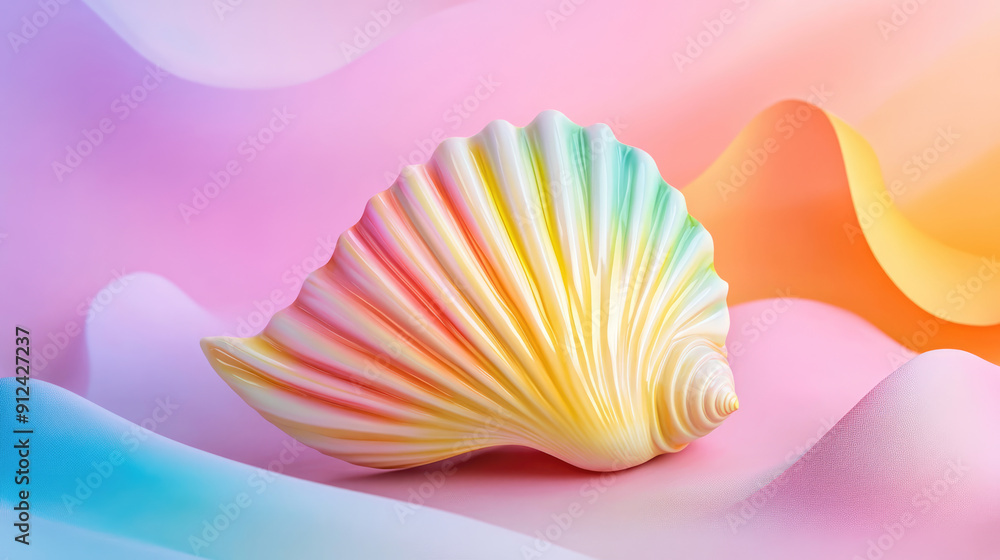 Fototapeta premium Stylish Pastel Shell on a Soft and Serene Background for Aesthetic Appeal and Design