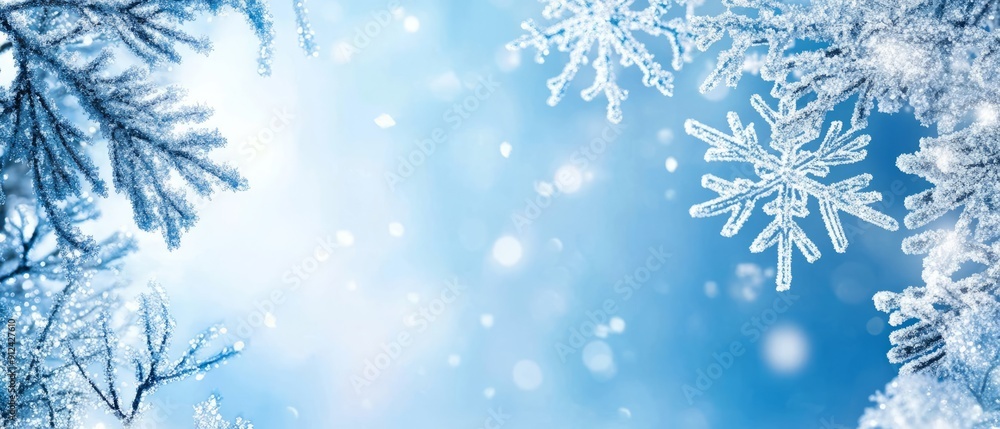 Decorative winter frame with snowflakes Decorative winter frame with snowflakes
