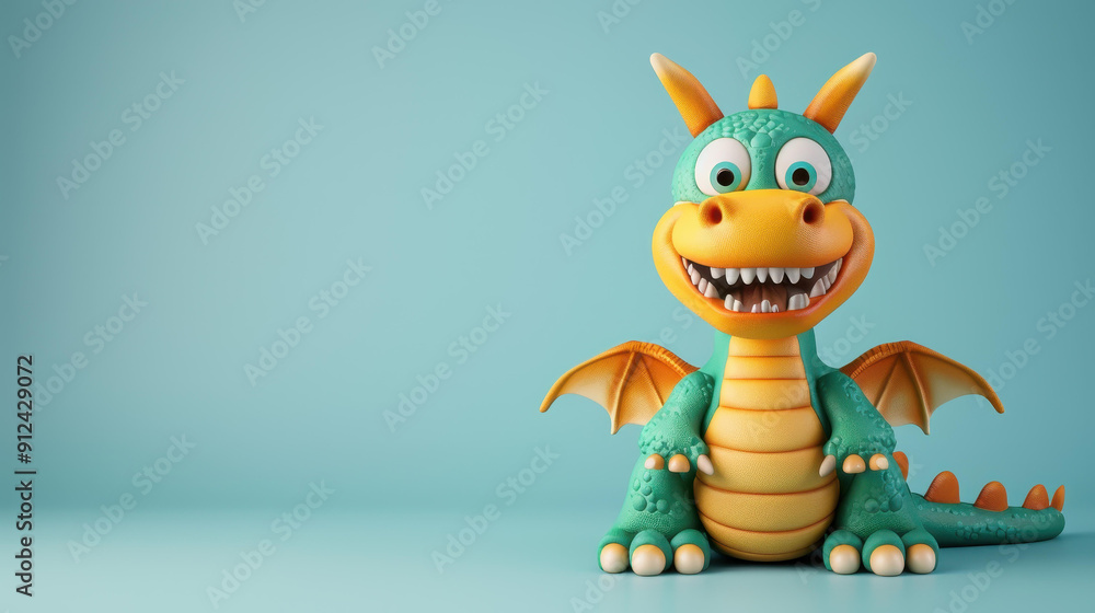 A playful 3D monster stands boldly, while a fierce dragon looms behind, combining fun with fantasy in vibrant colors. A playful 3D monster stands boldly, while a fierce dragon looms behind, combining fun with fantasy in vibrant colors.