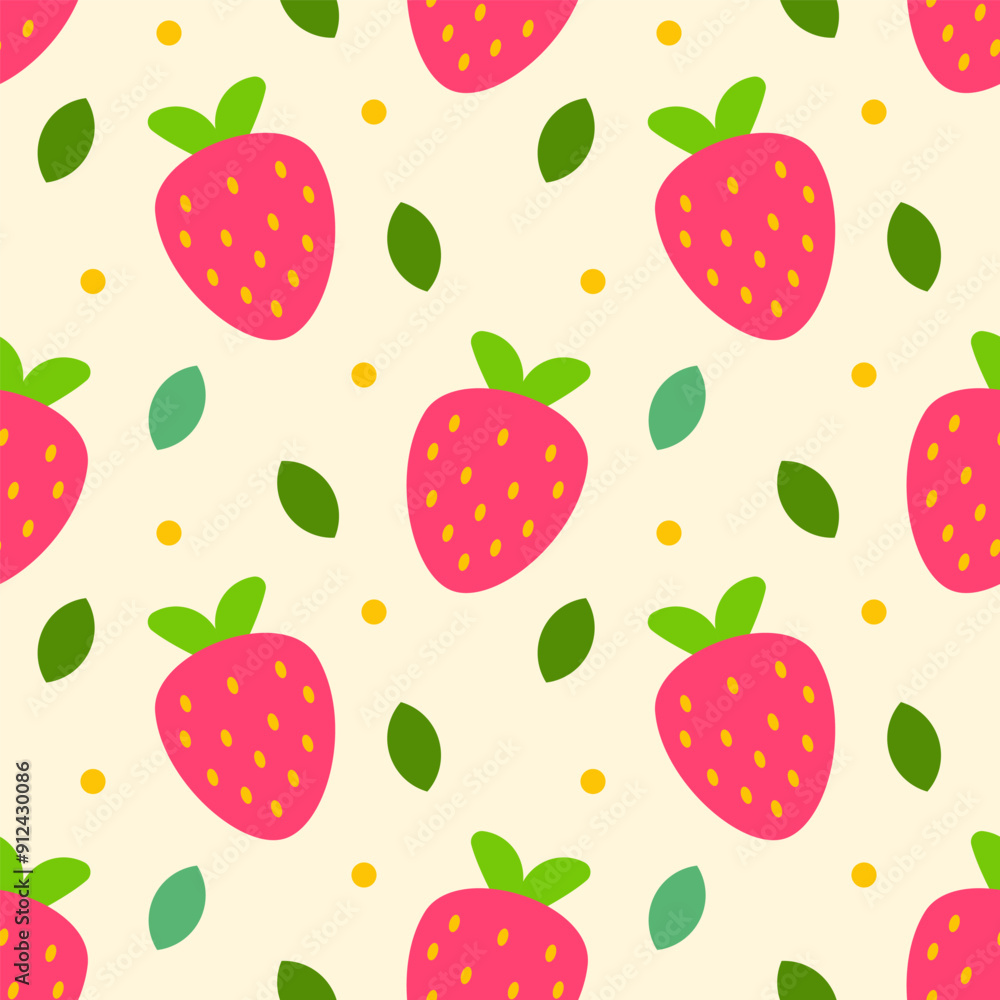 Strawberry seamless pattern isolated on yellow background. For baby food packaging, banner, wrapping, card, clothes, greeting card, invitation. Strawberry seamless pattern isolated on yellow background. For baby food packaging, banner, wrapping, card, clothes, greeting card, invitation.