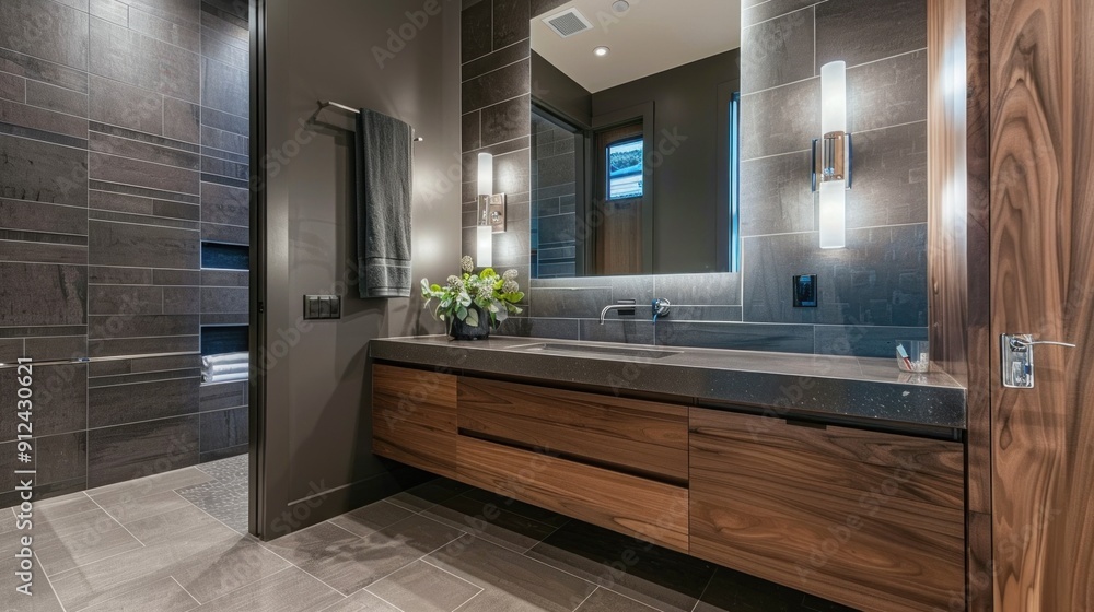 Obraz premium Modern Bathroom with Sleek Vanity and Tile