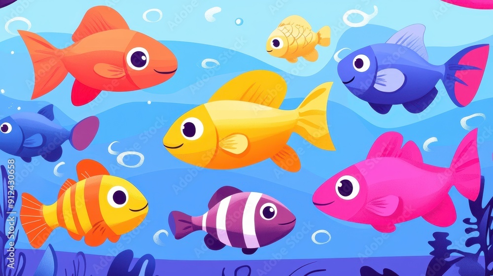 Vibrant fish glide through deep blue waters, a world of color and beauty hides dangers below the surface. Vibrant fish glide through deep blue waters, a world of color and beauty hides dangers below the surface.