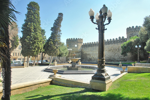 City walls of the old city of Baku, the capital of Azerbaijan photo