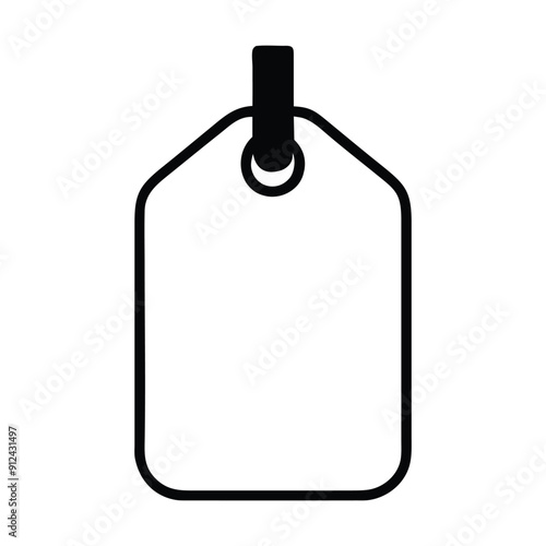 Black and white illustration of a simple tag with a hole. Vector illustration