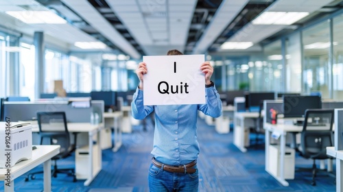 The employee with resignation sign