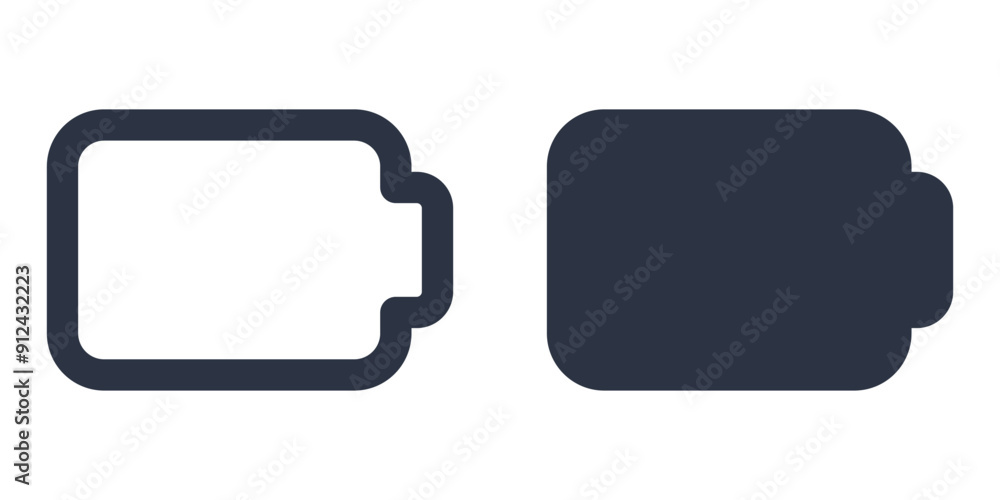 Battery simple icons set designed in filled, outline, line and stroke style Battery simple icons set designed in filled, outline, line and stroke style