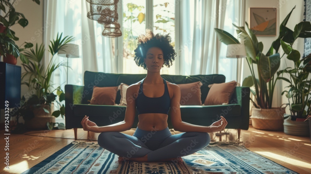 The woman in meditation pose The woman in meditation pose