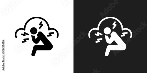 Anxiety or stress icon logo set vector