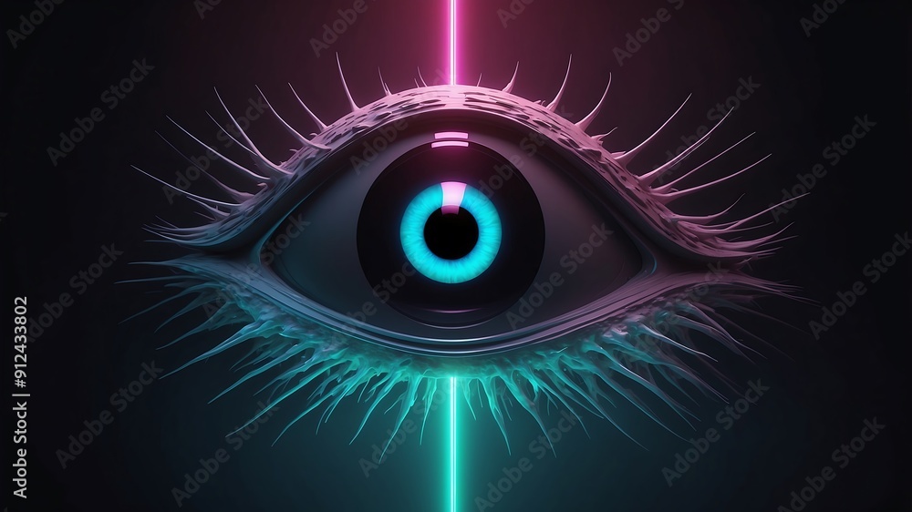 The shadows a futuristic creature emerges its eyes The shadows a futuristic creature emerges its eyes