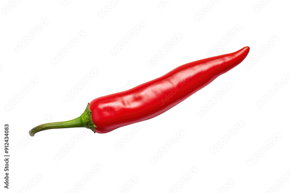 A Single Red Chili Pepper Isolated On A White Background on a White or Clear Surface PNG Transparent Background A Single Red Chili Pepper Isolated On A White Background on a White or Clear Surface PNG Transparent Background