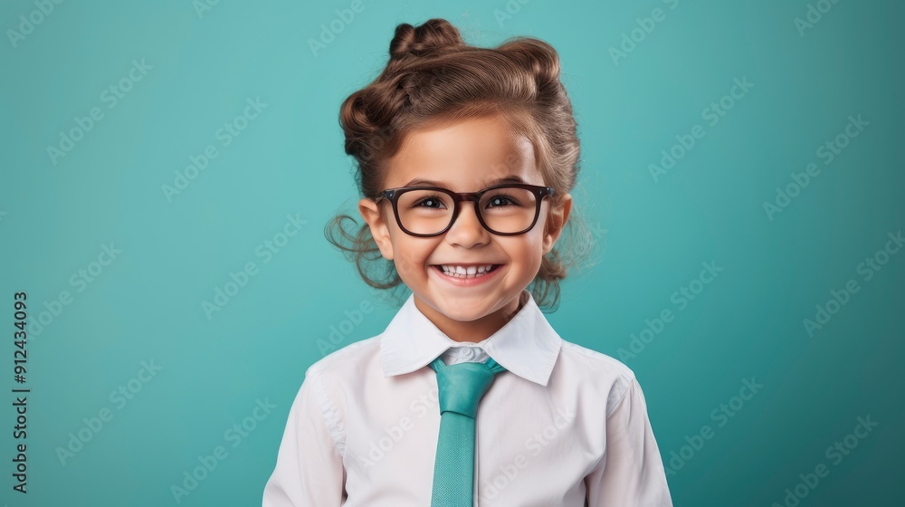 portrait of a teacher and student looking very happy, one color background, copy-space with generative ai portrait of a teacher and student looking very happy, one color background, copy-space with generative ai