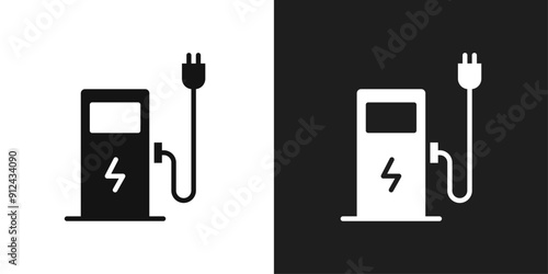 Charging station icon logo set vector