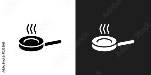 Frying pan icon logo set vector