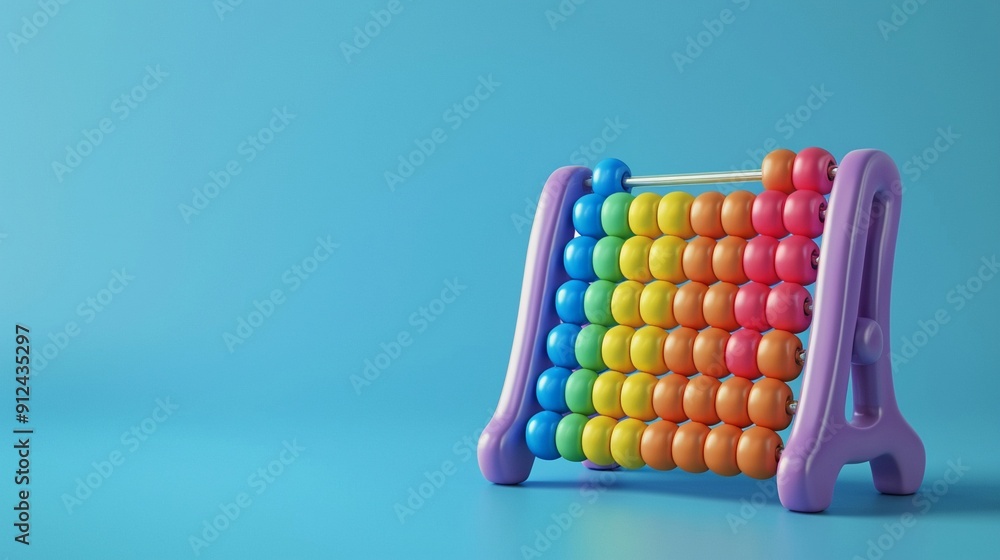 Naklejka premium Calculator and abacus,3D render clay style, colorful, isolated on pure solid background