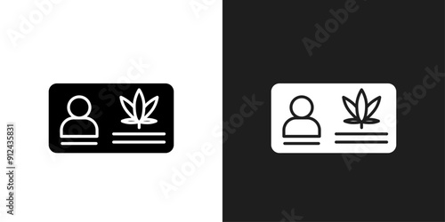 Medical marijuana card icon logo set vector