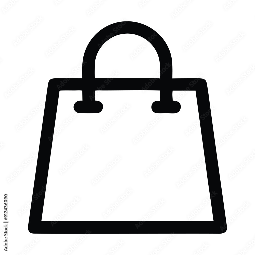 Black and white line drawing of a shopping bag. Vector illustration Black and white line drawing of a shopping bag. Vector illustration