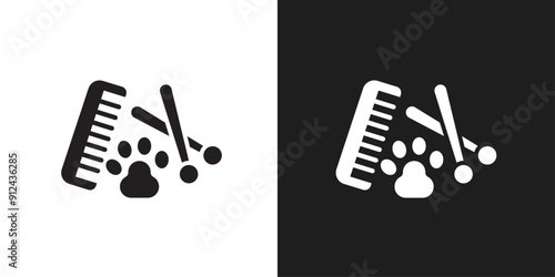 Pet grooming icon logo set vector