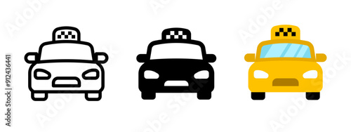 Taxi icon. Cab symbol. Yellow car vector illustration. Taxi driver service sign. Public transport automobile pictogram.