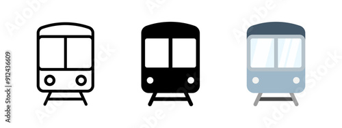 Train icon. Railway station symbol. Railroad locomotive vector illustration. Subway, metro and underground sign. Public tram pictogram. Railway carriage concept.