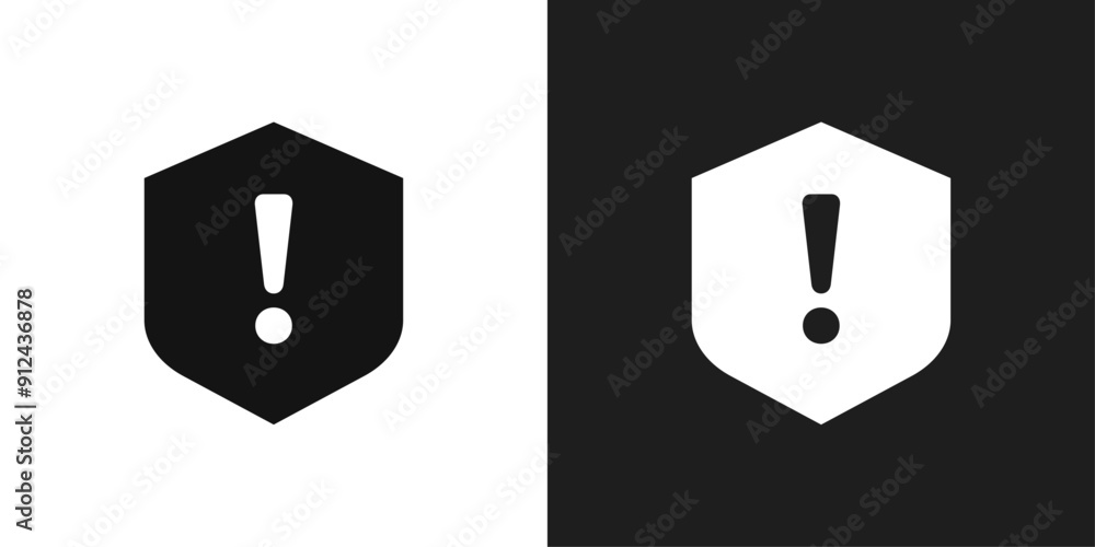 Shield exclamation icon logo set vector Shield exclamation icon logo set vector