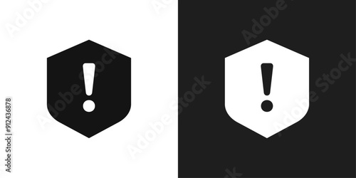 Shield exclamation icon logo set vector photo