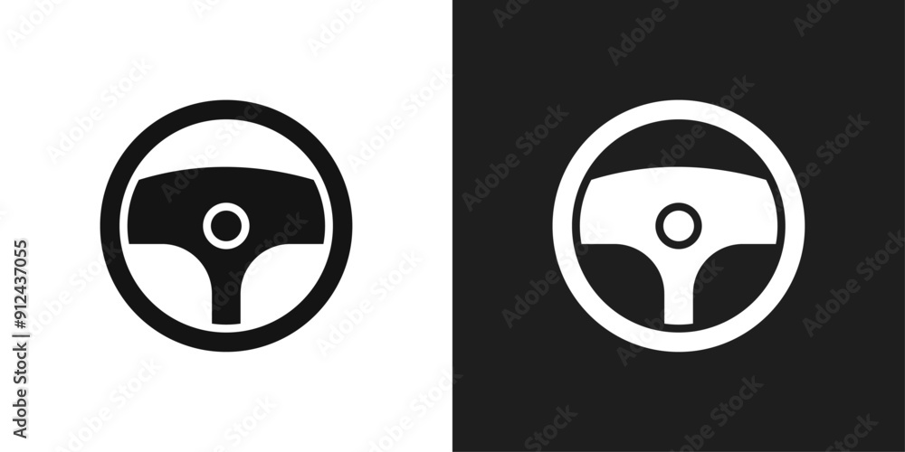 Steering wheel icon logo set vector