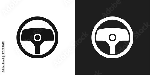 Steering wheel icon logo set vector