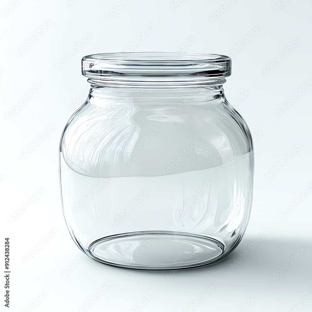 Isolated on white background a clear glass jar with a lid, more clarity with clear light and sharp focus, super detailed Isolated on white background a clear glass jar with a lid, more clarity with clear light and sharp focus, super detailed