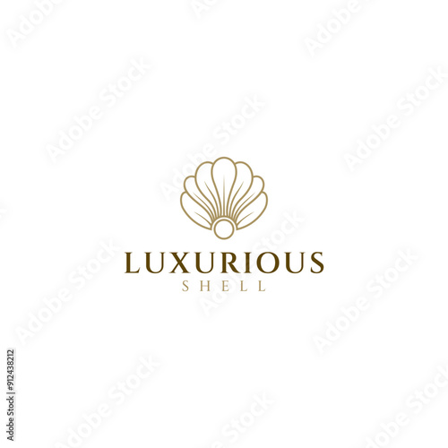 pearl shell logo in luxury line art design style