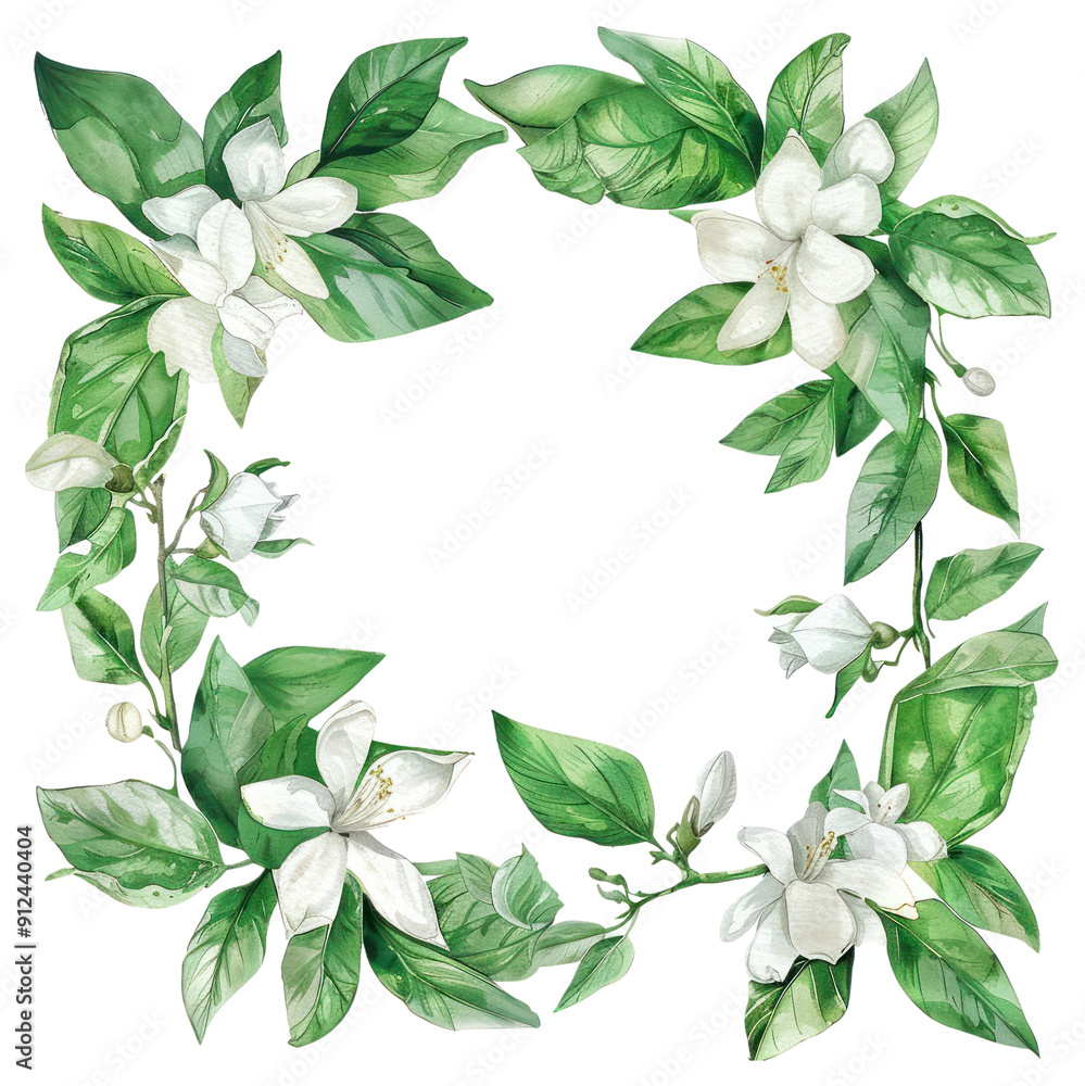 Naklejka premium PNG Jasmine frame blossom flower plant.