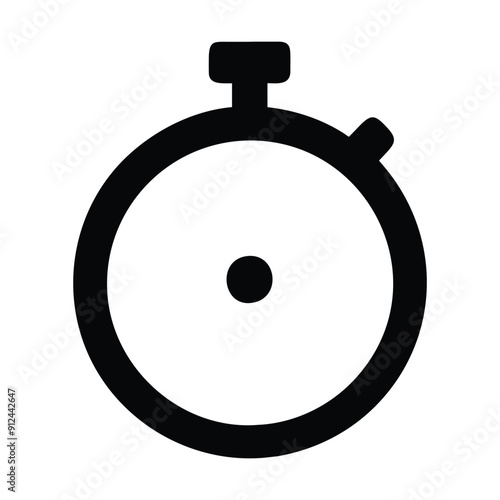 Black and white stopwatch icon. Vector illustration