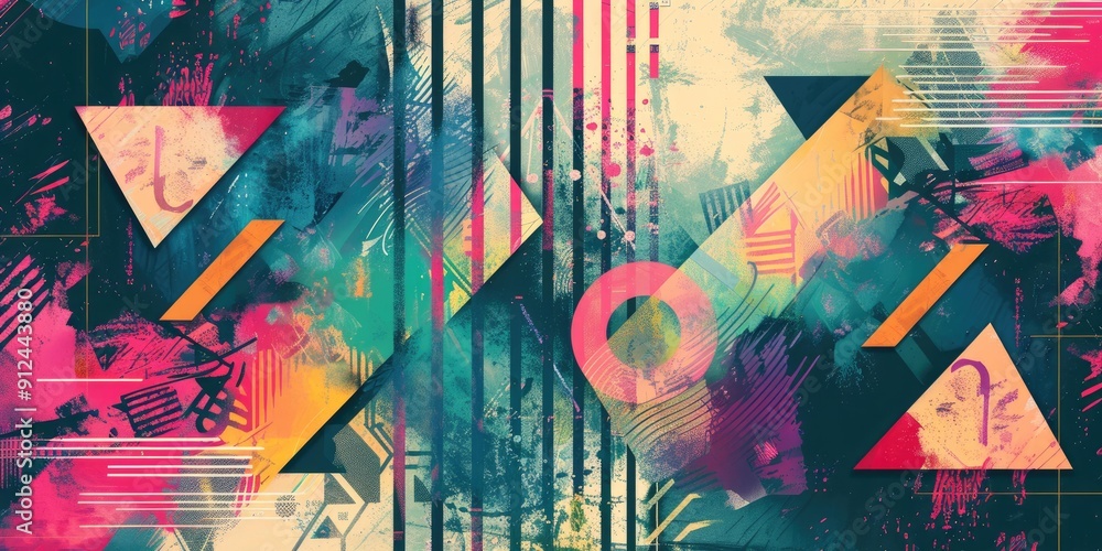Fototapeta premium Abstract geometric shapes and vibrant colors.