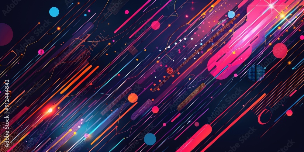 Neon lines and shapes on dark background. Neon lines and shapes on dark background.